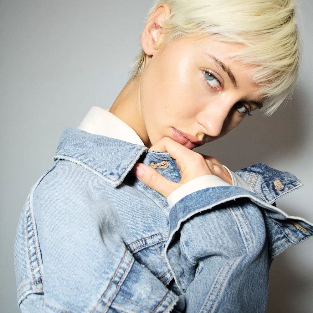ZARA Denim Rhinestone Jacket - Picture 6 of 11